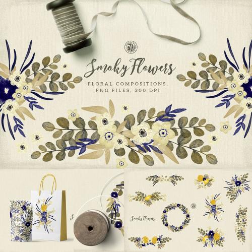 花卉邀请函婚礼请柬剪贴簿礼品盒包装盒印刷手帐PNG设计素材