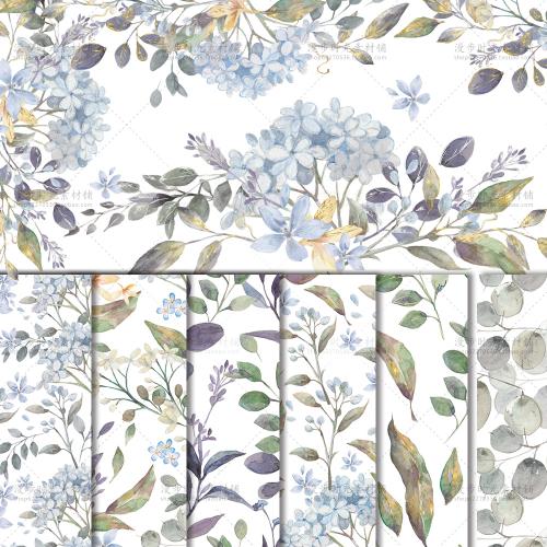 水彩淡雅金银色花卉花环边框PNG图片婚礼请帖背景装饰设计素材