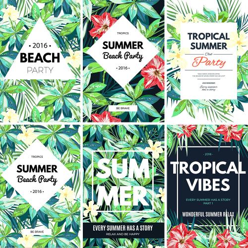 热带植物绿叶阔叶棕榈龟背叶EPS矢量背景图片卡片设计装饰素材