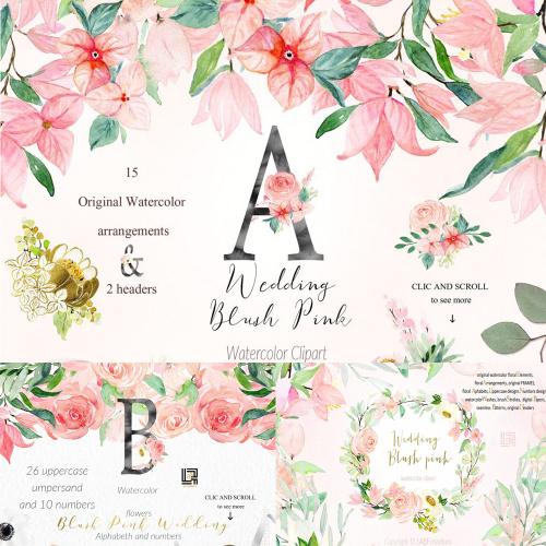 胭脂红水彩花卉字母模板邀请函剪贴簿婚礼请柬PNG设计素材