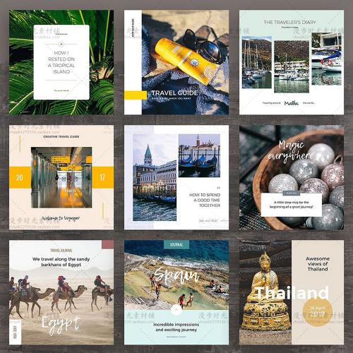 网站店铺装修ins方形宣传文字排版PSD分层设计模板素材送字体