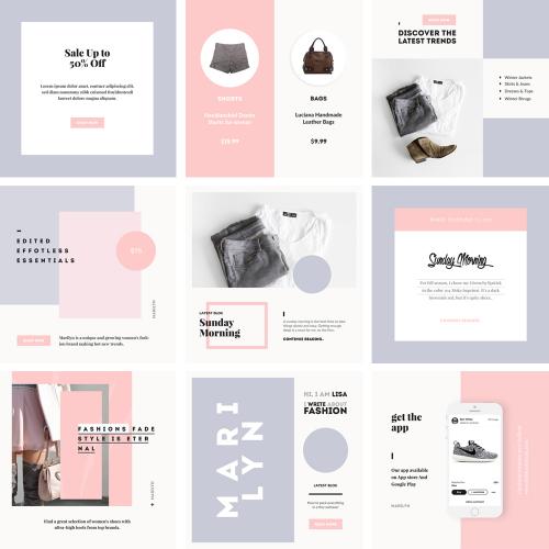 欧美风英文男女服饰服装文字排版app广告banner海报素材模版