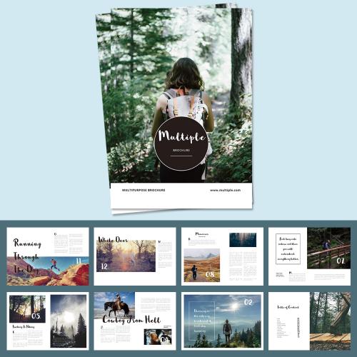 清新简约杂志宣传画册书籍内页刊物装帧排版PSD分层ID模板素材