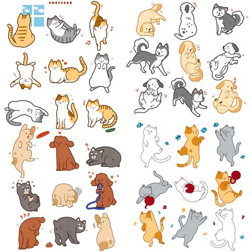 儿童卡通宠物猫咪狗手绘插画图案手机壳抱枕设计PSD素材