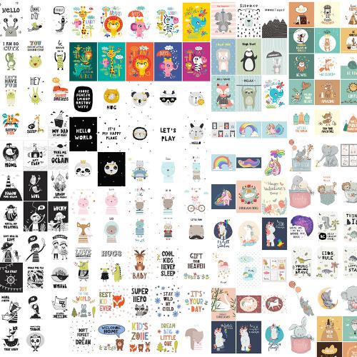 儿童装饰画芯印刷高清卡片海报背景卡通动物AI矢量设计素材