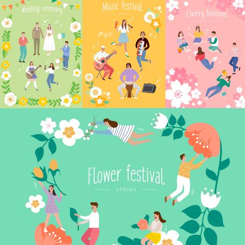 森系小清新手绘人物矢量插画芯创意手机壳T恤图案设计素材