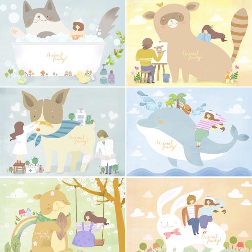 鲸鱼卡通插画插画儿童教育小孩幼儿园海报PSD分层设计素材