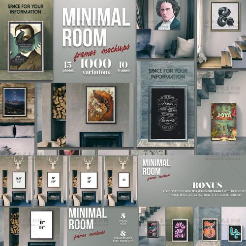 欧式现代室内画框相框无框画装饰画挂画样机PSD分层设计素材