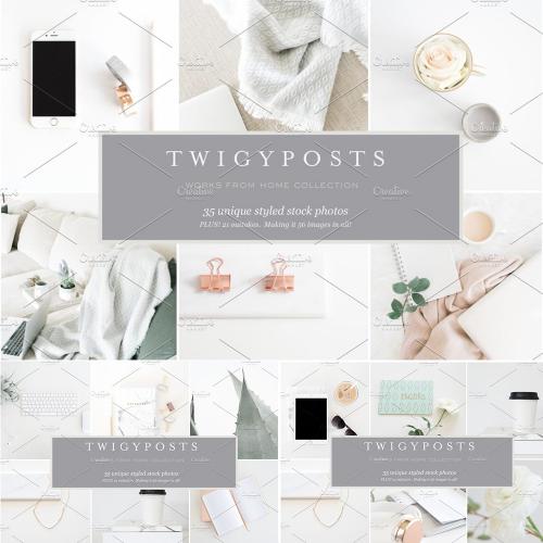 社交媒体在家办公场景小清新记事本桌面样机PSD设计素材