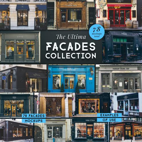 欧美街景店铺店招招牌样机大合集PSD设计素材模板