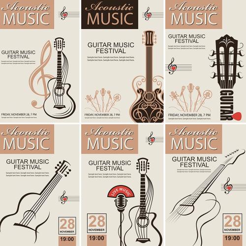 复古乡村民谣表演奏晚会音乐会吉他小提琴AI矢量设计素材