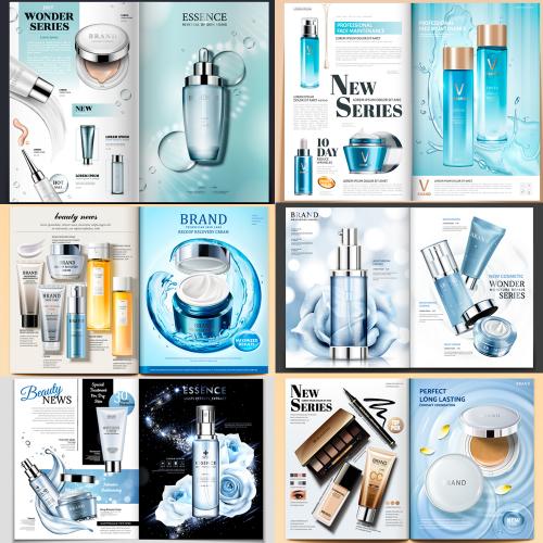 时尚护肤品化妆品美容广告画册杂志内页封面AI矢量设计素材