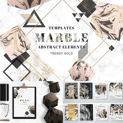 黑金色抽象立体几何大理石纹理底纹背景PNG+EPS矢量设计素材