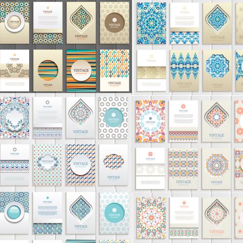 青花纹花朵卡片册子邀请函请柬封面记事本矢量AI设计素材