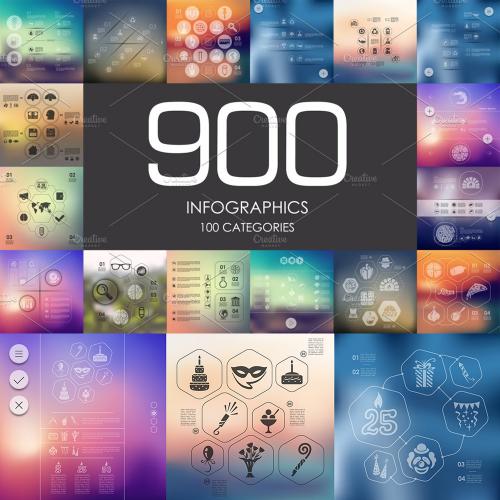 扁平化简约多行业PPT信息图表EPS矢量设计素材模板