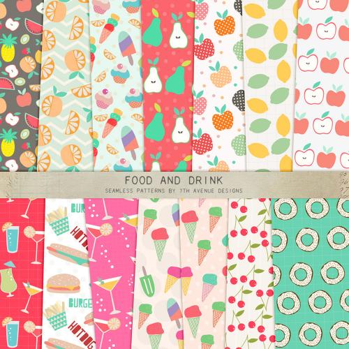 食物饮料糖果包装印刷无缝图案纹理EPS矢量设计素材图背景