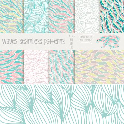 不规则波浪线条无缝纹理请柬明信片海报背景EPS矢量设计素材