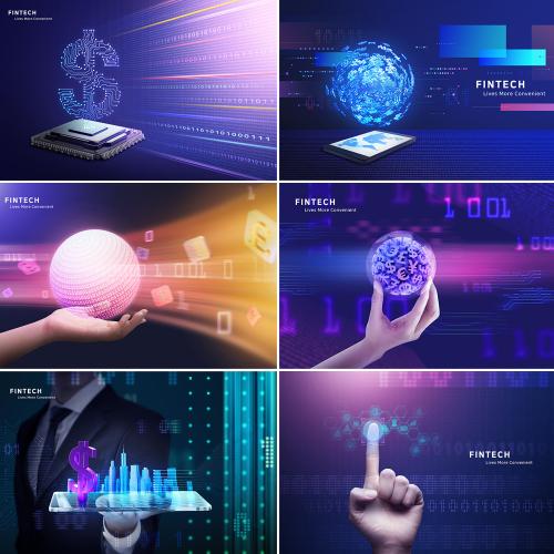 未来商业科技金融大数据合成海报背景展板模板PSD设计素材
