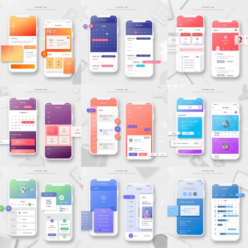 日程安排日历计划APP样机效果展示手机UI界面PSD设计素材