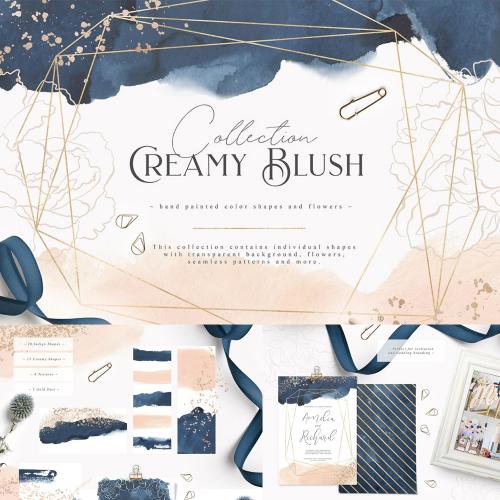 牡丹花金粉背景框架底纹婚礼请柬邀请函卡片贺卡PNG设计素材