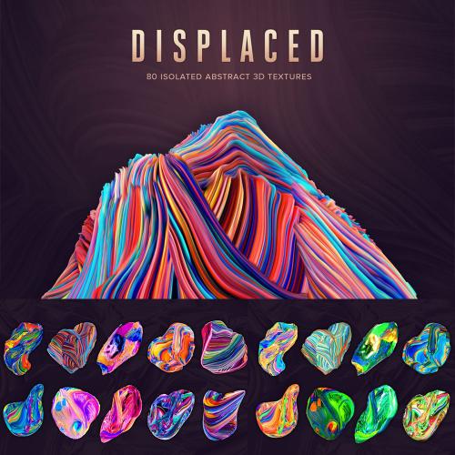 多彩色流体渐变创意抽象纹理3D立体形状PS笔刷PNG设计素材