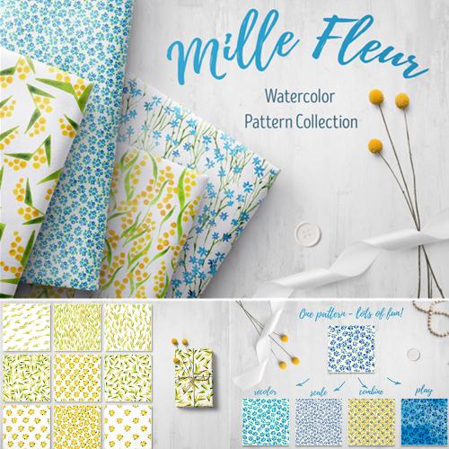 四方连无逢拼接小碎花芙蓉图案装饰高清纺织印花花纹背景素材