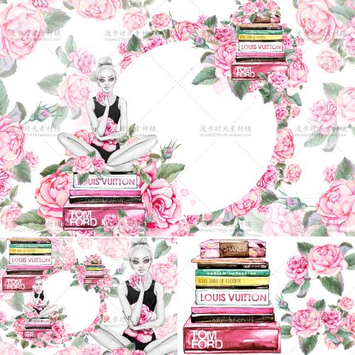 手绘水彩花朵玫瑰女孩护肤品化妆品美容海报PSD+PNG设计素材