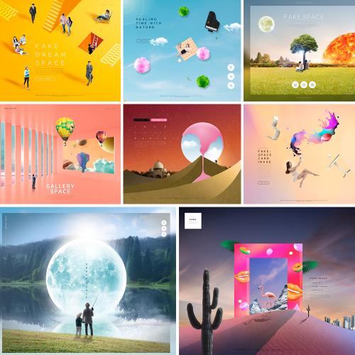 时尚创意空间灵感科技魔幻艺术展览海报PSD模板设计素材