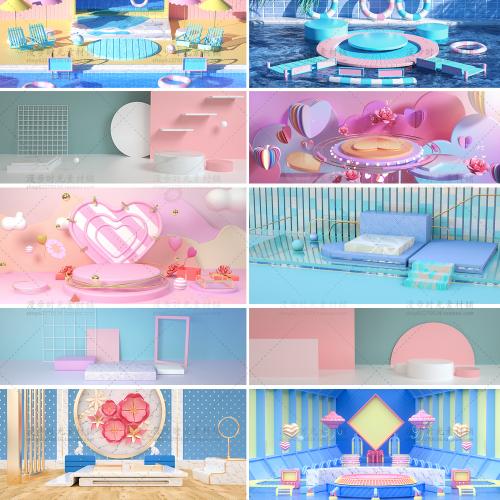 PSD格式设计素材模板电商C4D促销场景展示背景banner海报