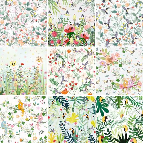 花朵叶子手绘动物卡通装饰画壁画包装印刷EPS矢量设计素材