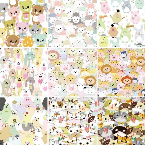 卡通北欧萌手绘动物猫咪熊无缝背景手机壳EPS矢量设计素材