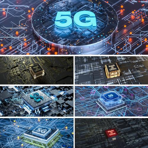 C4D工程源文件5G电商科技背景banner电路板通讯设计素材