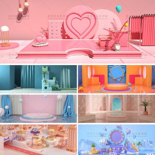 电商促销立体舞台场景C4D工程源文件设计素材空间装饰背景