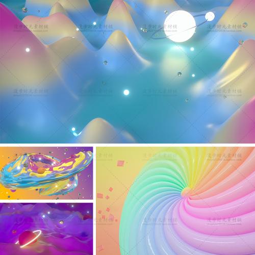 C4D场景模型工程源文件抽象小山峰海报纹理背景设计素材