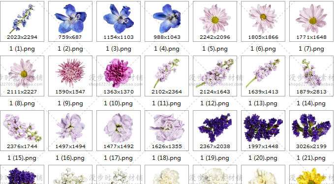 唯美森系花卉花朵叶子卡片图案