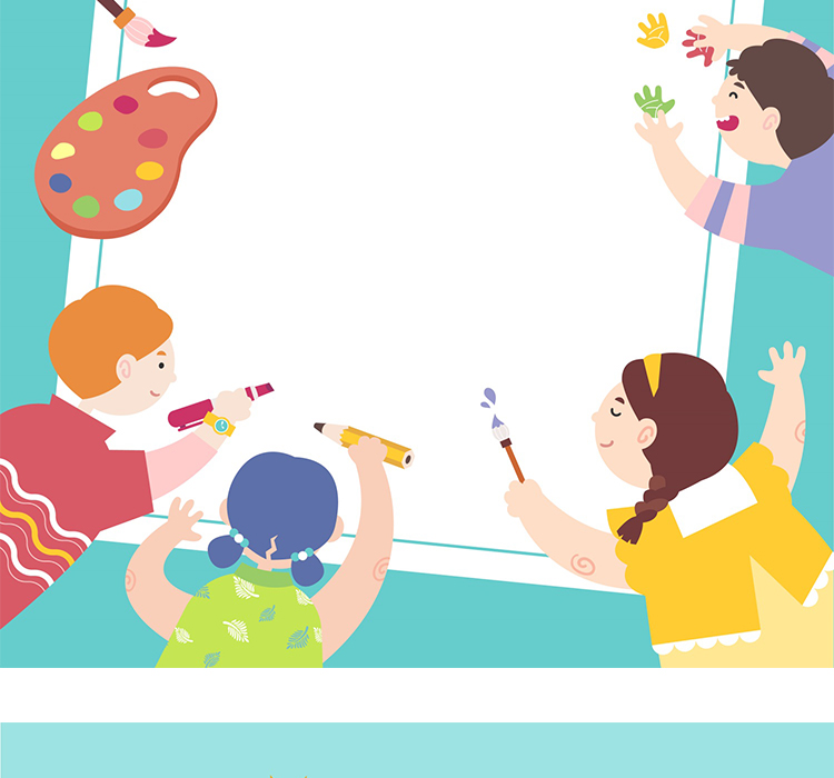卡通插画幼儿园小学活动背景墙素材