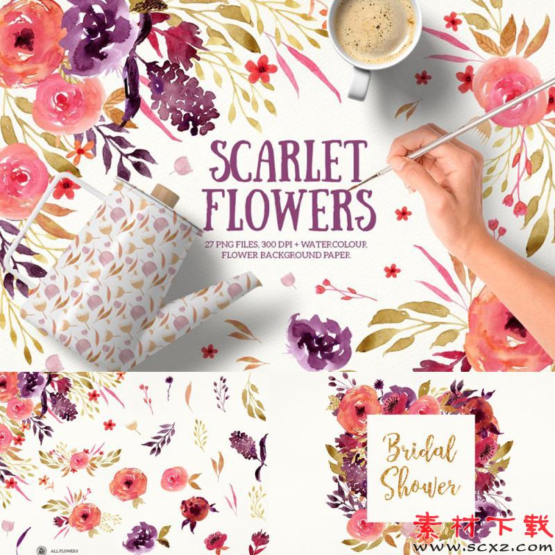 红色玫瑰花朵花环