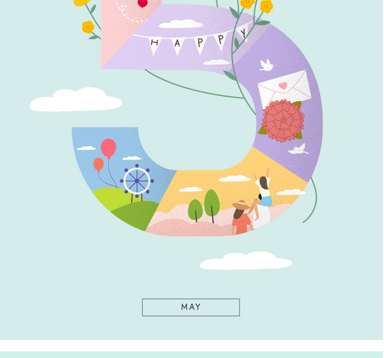 数字周年庆月份创意卡通海报插画AI矢量设计素材