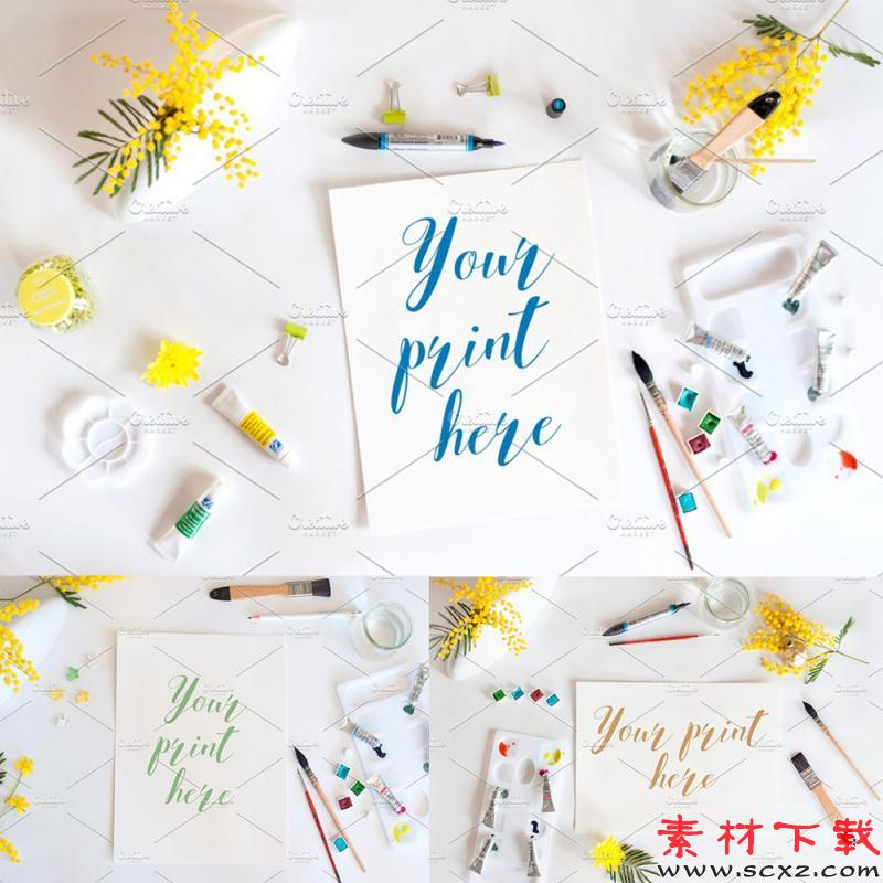 小清新ins风画画卡片素材
