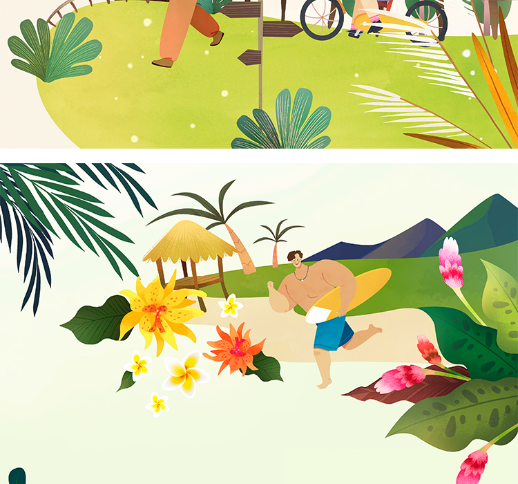 夏天夏季人物插画
