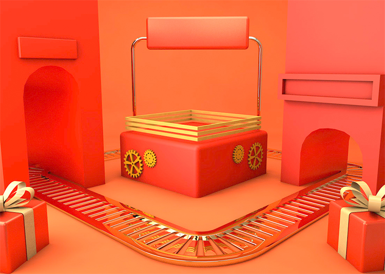 电商促销3D立体场景海报