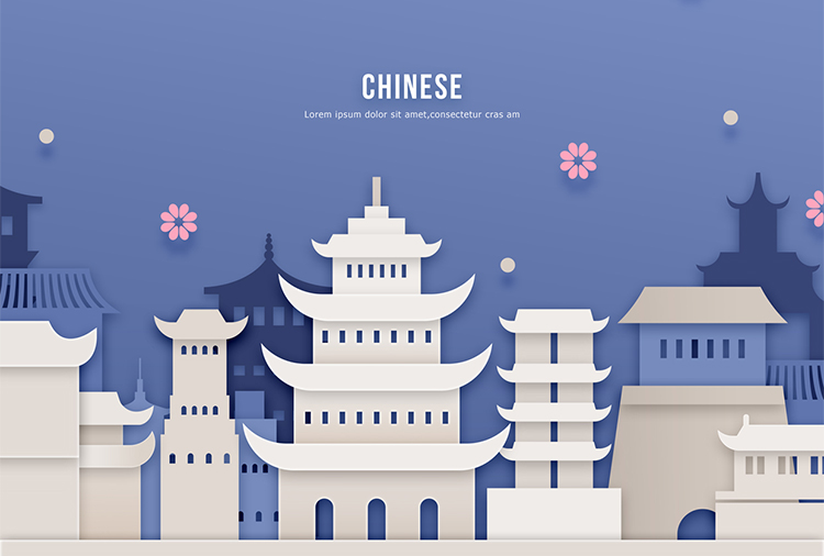 创意扁平化复古剪纸素材