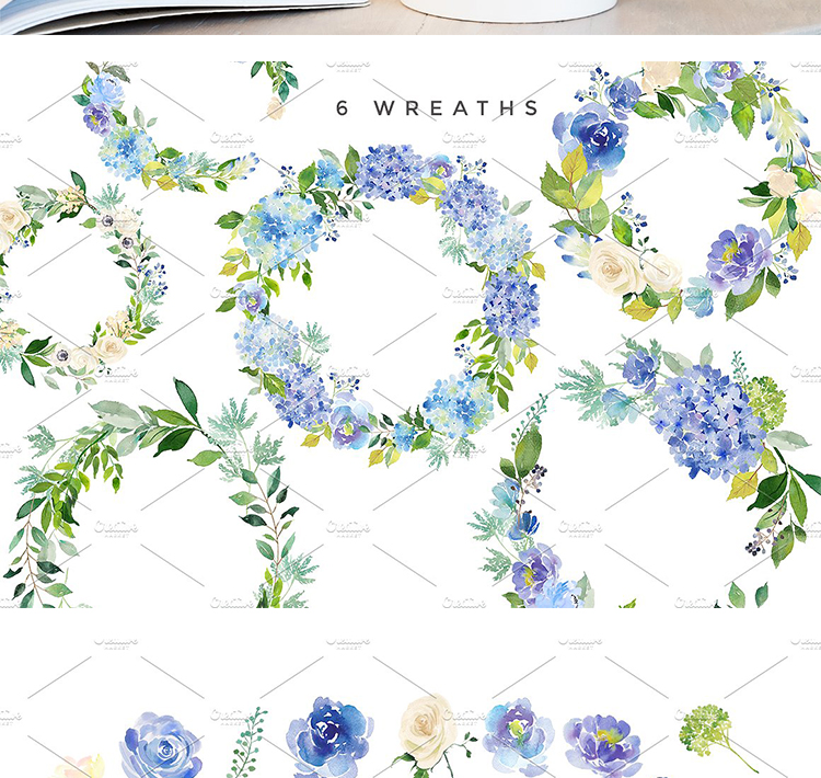 蓝色浪漫花朵素材