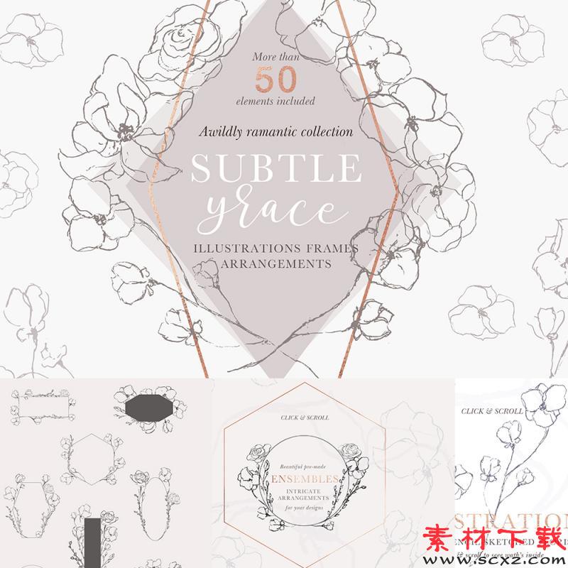 插画花环标志卡片背景