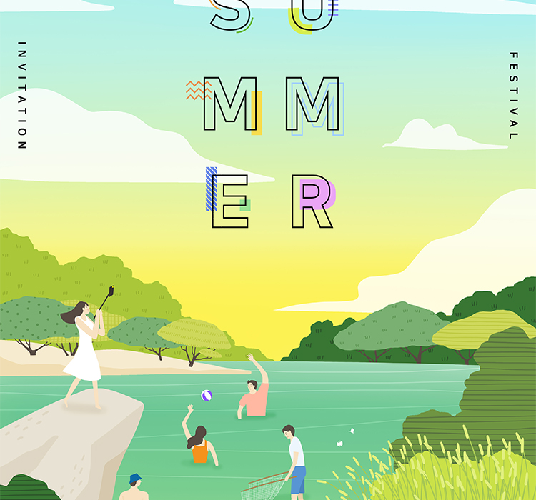 美夏季海报模板