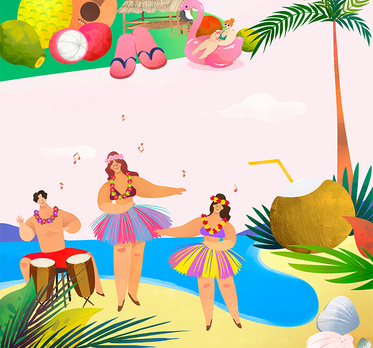 夏天夏季人物插画