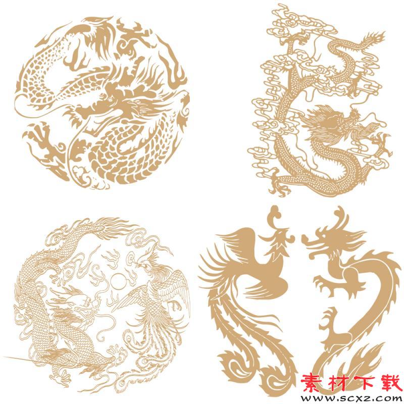 复古代中国龙凤喜庆祥纹理素材
