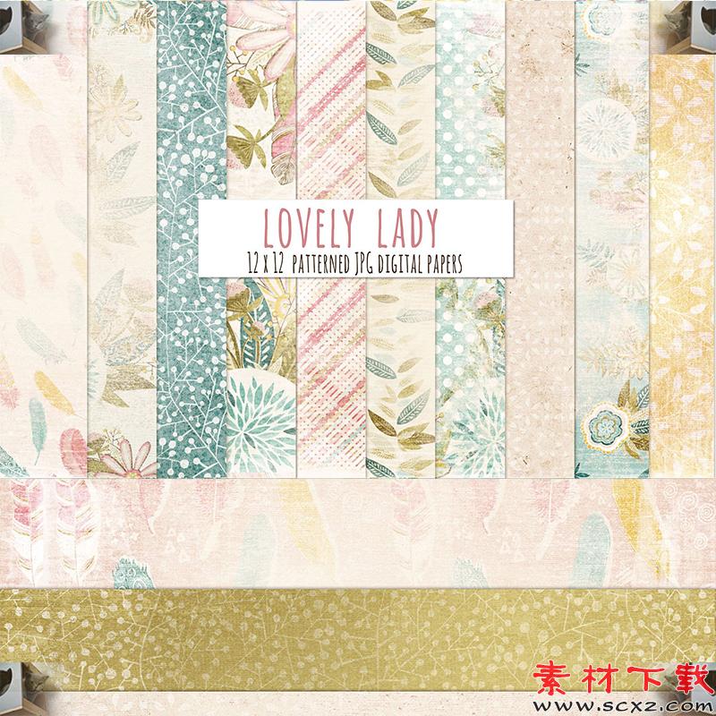 复古水彩花卉叶子素材