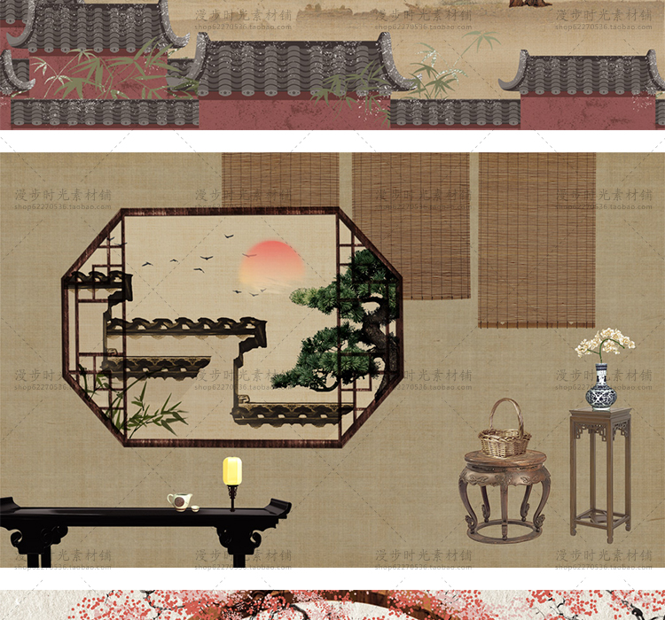 中式背景墙素材模板