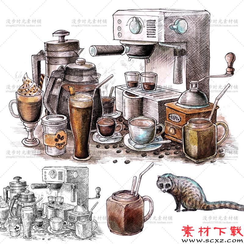 咖啡机咖啡壶素材